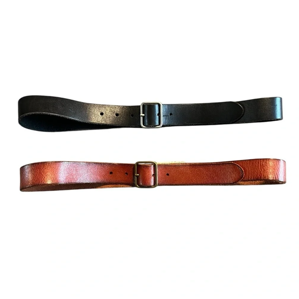 LUCKY BRAND Men's Genuine Leather Black Belt and Brown Belt‎ Lot of 2